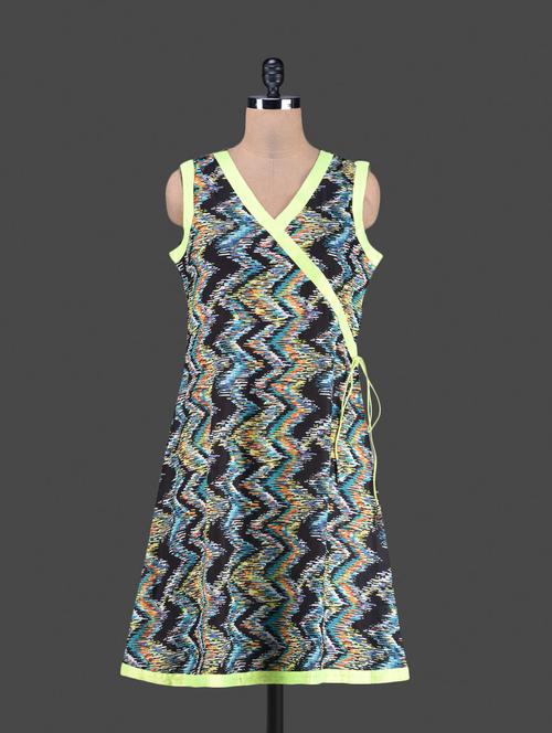 black chevron print cotton angrakha kurta - 1186808 - Very Small Image - 1