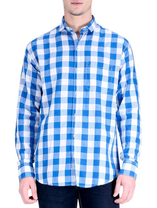 blue cotton casual shirt - 11868459 - Very Small Image - 1