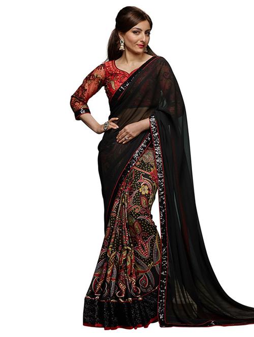 multicolored chiffon bollywood saree with blouse - 11870721 - Very Small Image - 1