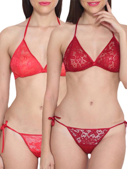 set of 2 multicolored rayon bra and panty set - 11871570 - Very Small Image - 1