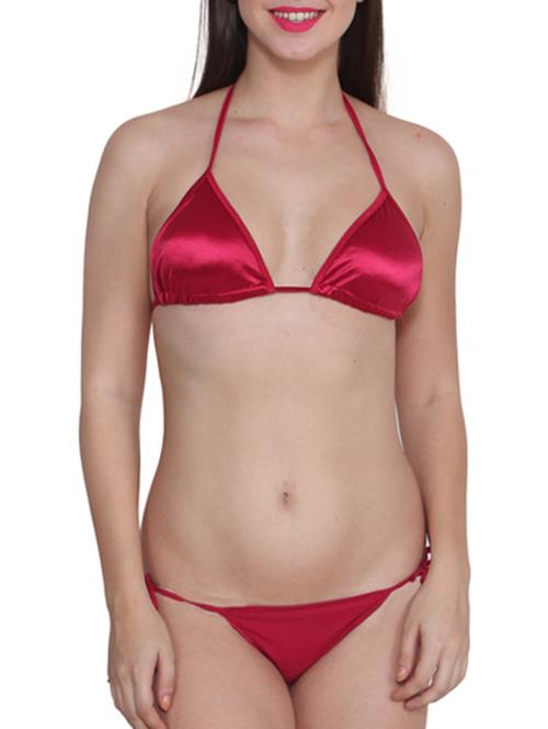 red satin bra and panty set - 11871576 - Very Small Image - 1