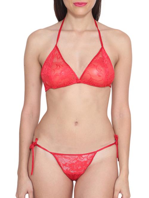 red rayon bra and panty set - 11871578 - Very Small Image - 1