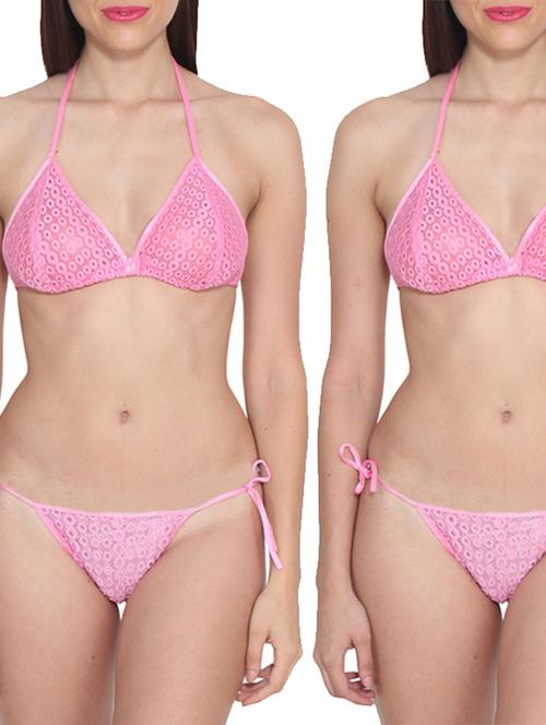 pink rayon bra and panty set - 11871581 - Very Small Image - 1