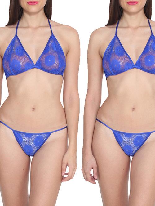 blue viscose bras and panty set - 11871585 - Very Small Image - 1