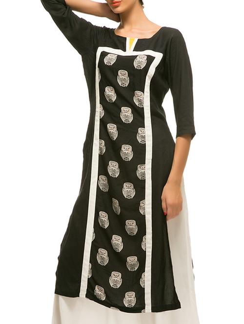 black rayon straight kurta - 11871634 - Very Small Image - 1