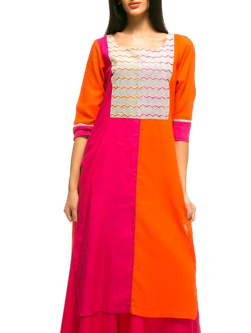 orange rayon straight kurta - 11871671 - Very Small Image - 1