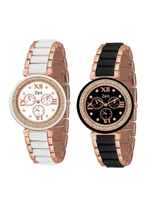multicolored embellished stainless steel watch combo - 11872785 - Very Small Image - 1
