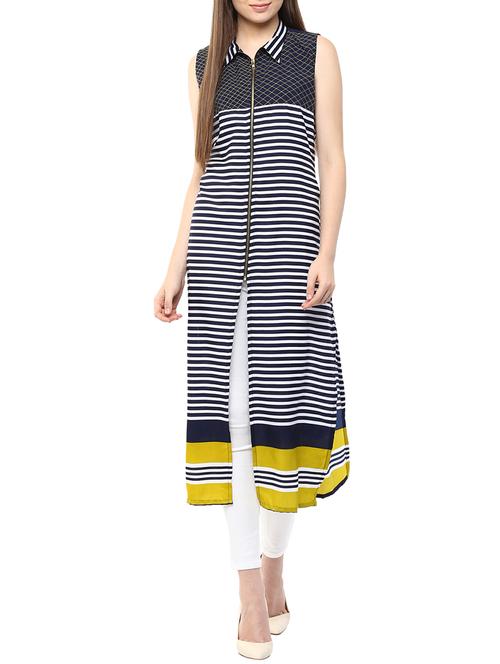 blue crepe straight kurta - 11872804 - Very Small Image - 1
