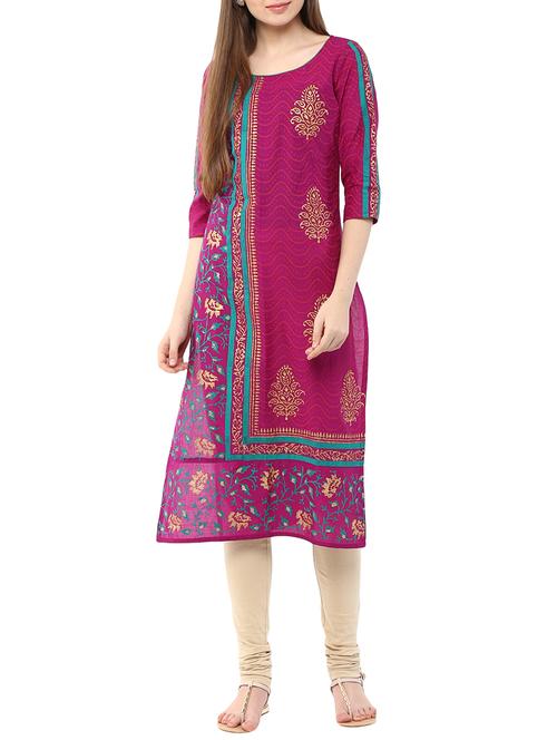 purple cotton straight kurta - 11872819 - Very Small Image - 1