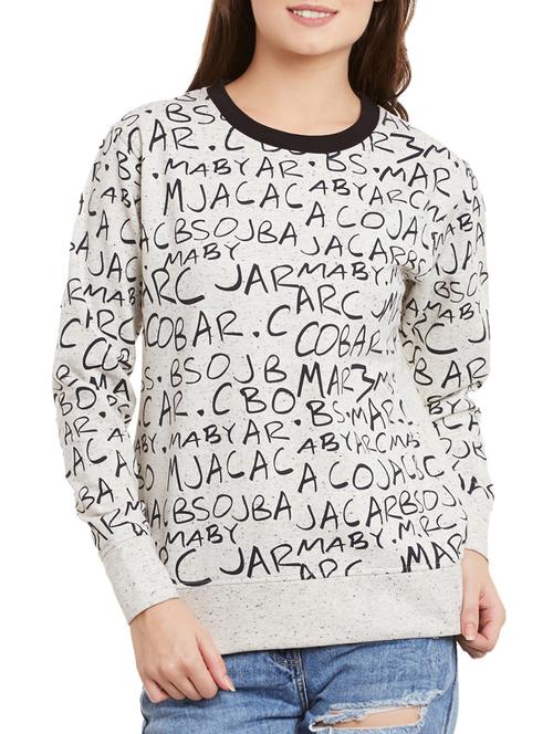 white printed fleece sweatshirt - 11875149 - Very Small Image - 1