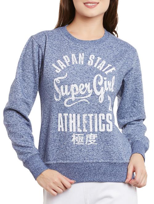 blue printed fleece sweatshirt - 11875153 - Very Small Image - 1