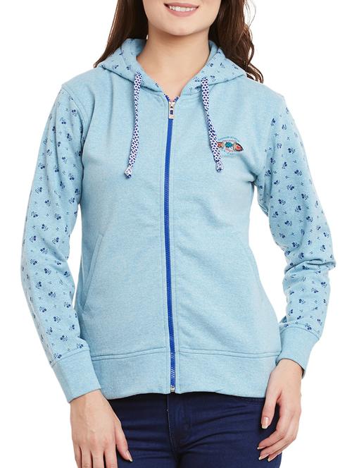light blue printed fleece sweatshirt - 11875158 - Very Small Image - 1
