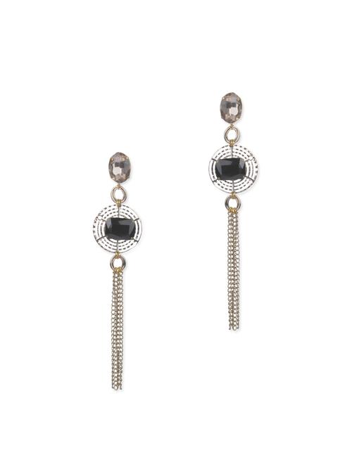 golden & black stone earrings with chains - 11875386 - Very Small Image - 1