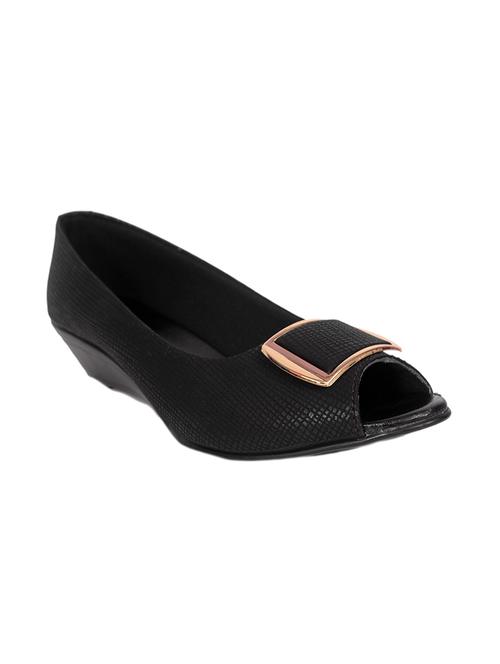black fabric and faux leather wedges - 11876101 - Very Small Image - 1