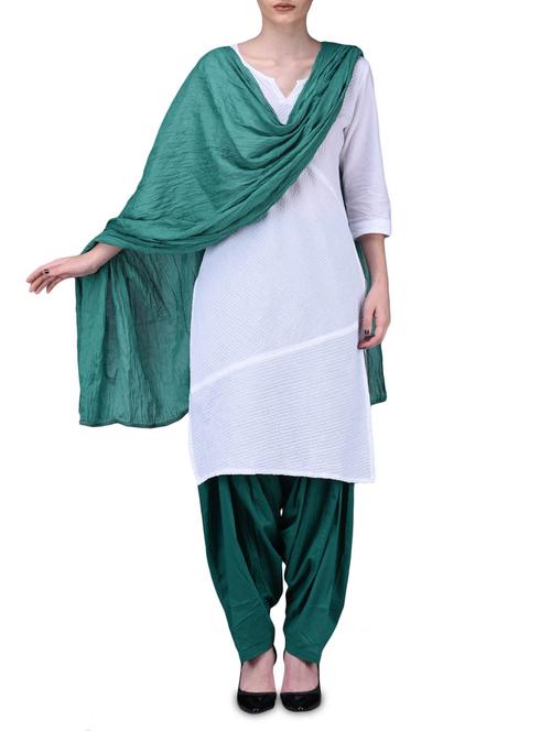 dark green cotton patiyala salwar and dupatta set - 1189466 - Very Small Image - 1