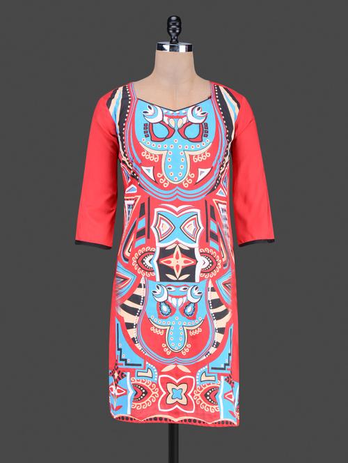 red printed cotton kurta - 1189483 - Very Small Image - 1