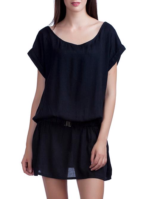 black viscose blouson dress - 11901561 - Very Small Image - 1