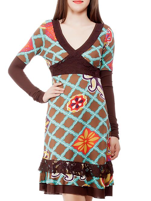 brown hosiery a-line dress - 11901610 - Very Small Image - 1