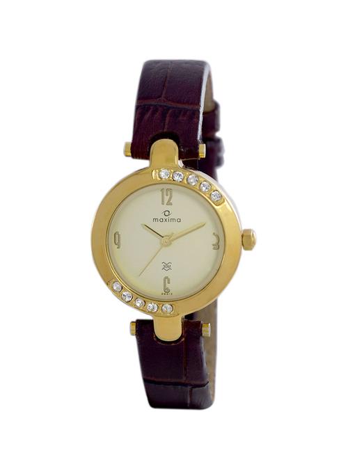 brown leather studded wrist watch - 11902808 - Very Small Image - 1