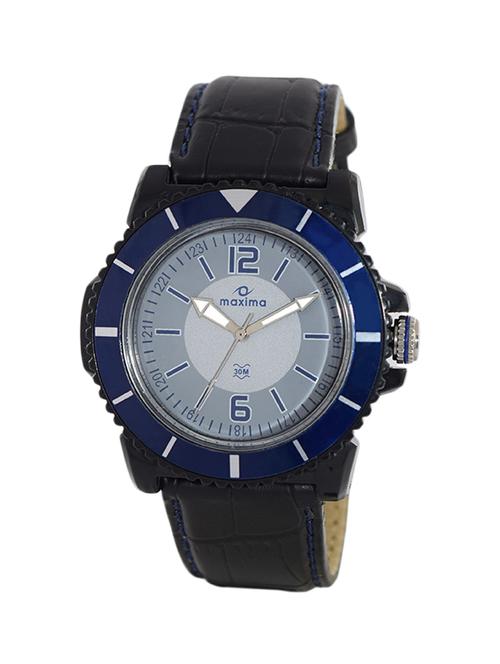 black leather analog watch - 11903804 - Very Small Image - 1