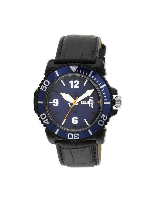 black leather analog watch - 11904122 - Very Small Image - 1