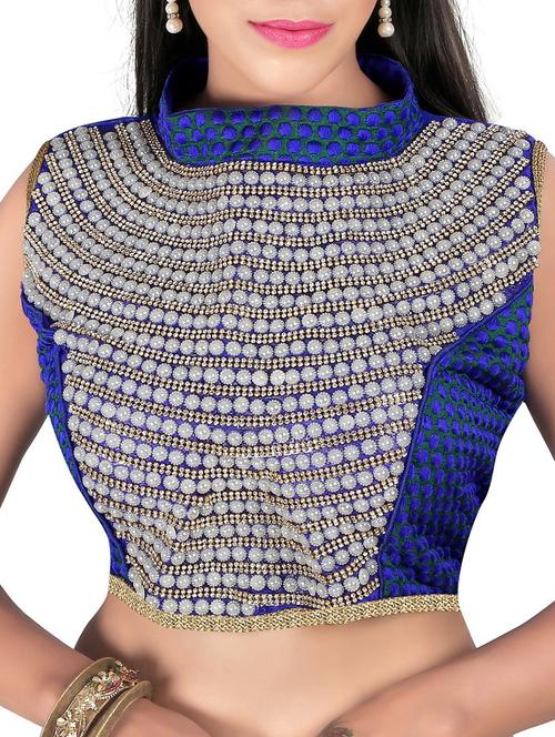 blue silk embroidered blouse - 11909750 - Very Small Image - 1
