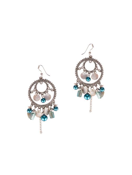 Diva Walk silver drop earrings with turquoise beads - 11910096 - Very Small Image - 1