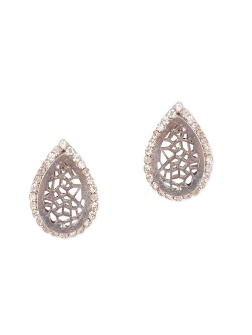 Diva Walk silver stud earrings with american diamonds - 11910113 - Very Small Image - 1