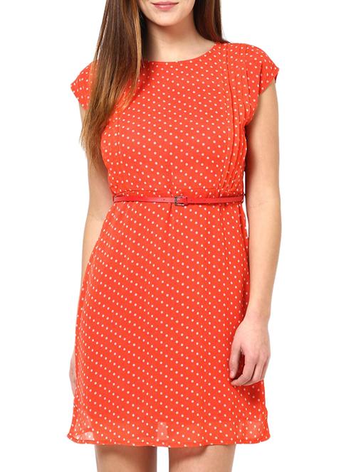 orange polka dot georgette dress - 11911150 - Very Small Image - 1
