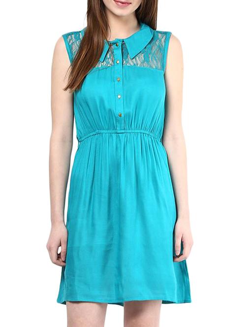 solid aqua green cotton blouson dress - 11911153 - Very Small Image - 1