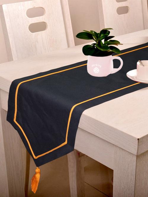 lushomes black table runner with orange contrasting cord piping - 11911430 - Very Small Image - 1