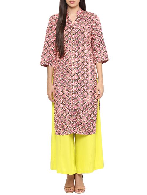 pink crepe straight kurta - 11911690 - Very Small Image - 1