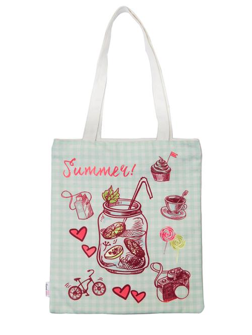 light blue printed tote - 11911968 - Very Small Image - 1