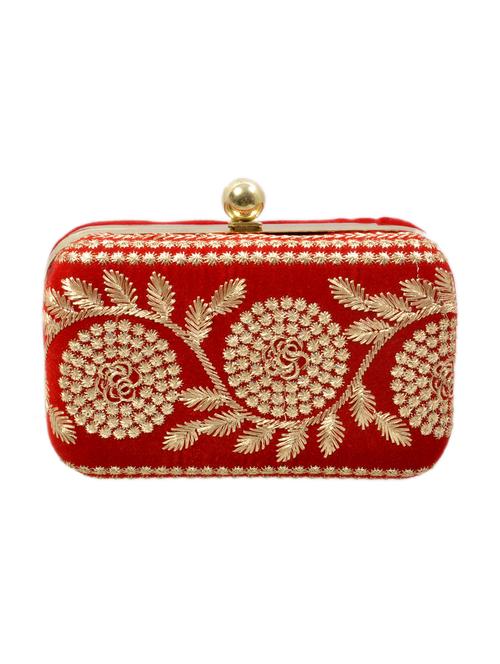 red cotton embroidered box clutch - 11912492 - Very Small Image - 1