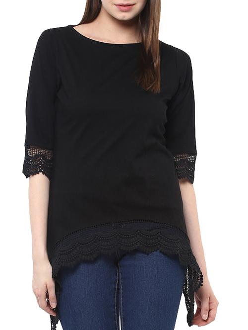 black cotton asymmetric top - 11913542 - Very Small Image - 1