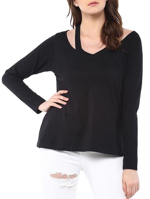 black cotton blouson top - 11913561 - Very Small Image - 1