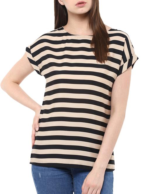 black striped crepe regular top - 11913563 - Very Small Image - 1