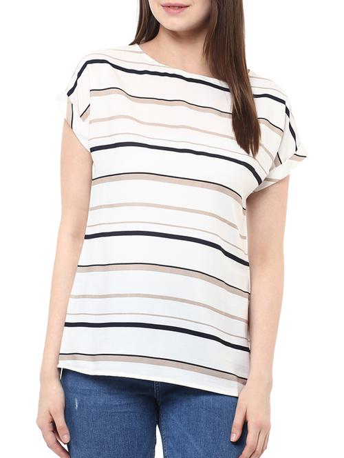 white striped crepe regular top - 11913564 - Very Small Image - 1