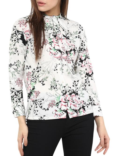 white floral printed crepe top - 11913568 - Very Small Image - 1