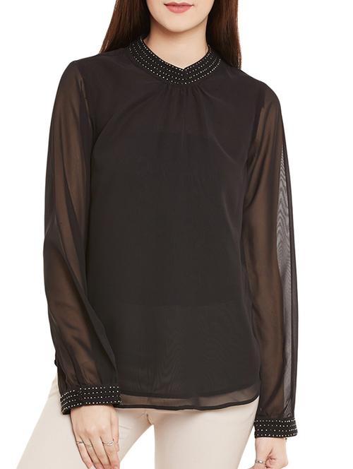 black viscose regular top - 11913813 - Very Small Image - 1