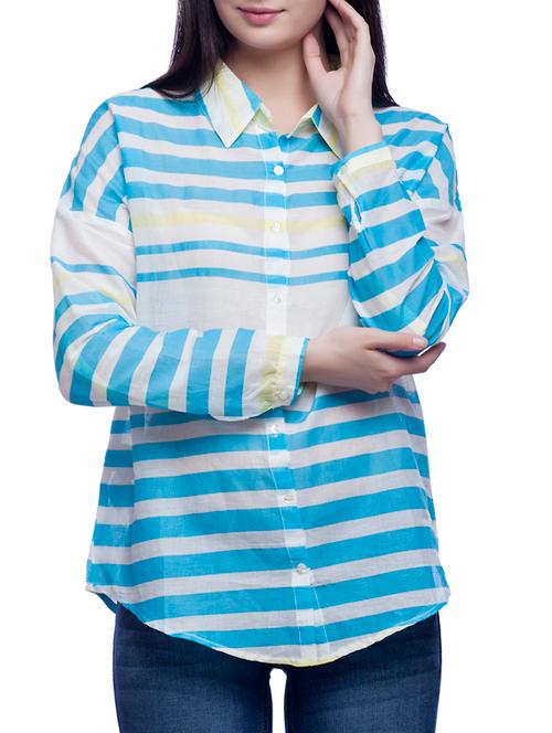blue cotton striped shirt - 11914019 - Very Small Image - 1