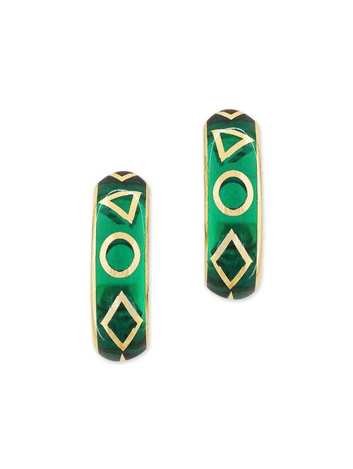 green metal drop earring - 11915451 - Very Small Image - 1