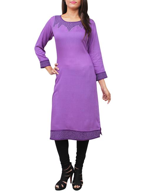 purple rayon straight kurta - 11915983 - Very Small Image - 1