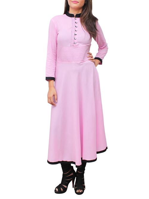pink rayon flared kurta - 11916001 - Very Small Image - 1
