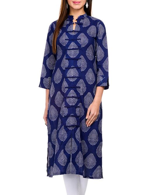 blue cotton long kurta - 11919101 - Very Small Image - 1