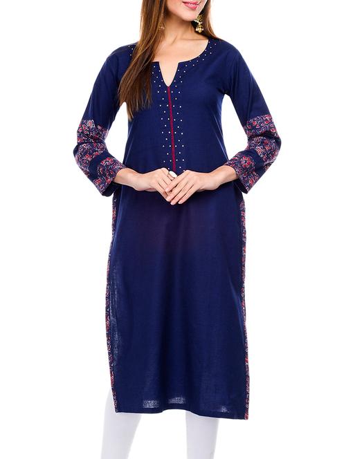 blue viscose long kurta - 11919107 - Very Small Image - 1