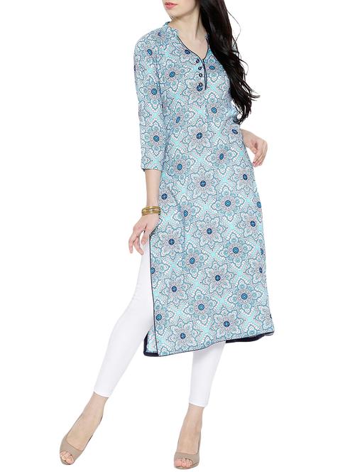 blue rayon long kurta - 11919112 - Very Small Image - 1
