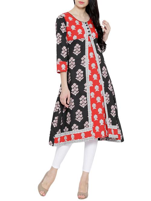 red cotton aline kurta - 11919125 - Very Small Image - 1