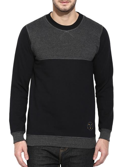 black fleece colour block sweatshirt - 11919242 - Very Small Image - 1