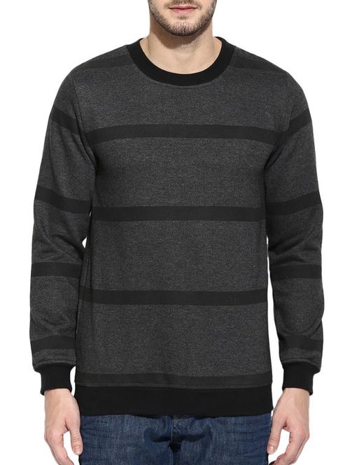 charcoal grey striped fleece sweatshirt - 11919249 - Very Small Image - 1